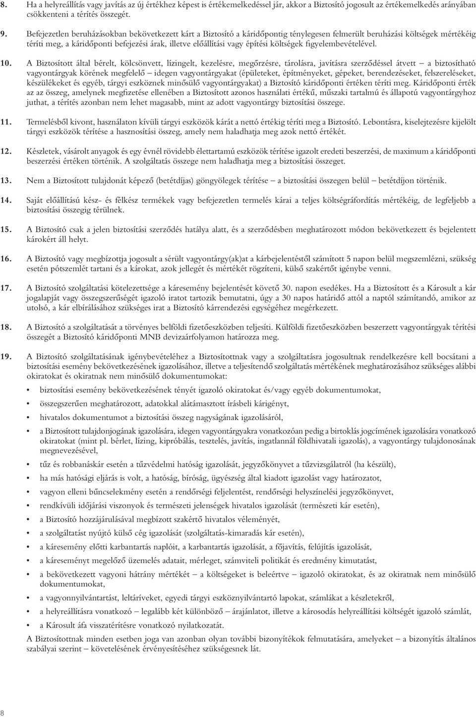 építési költségek figyelembevételével. 10.
