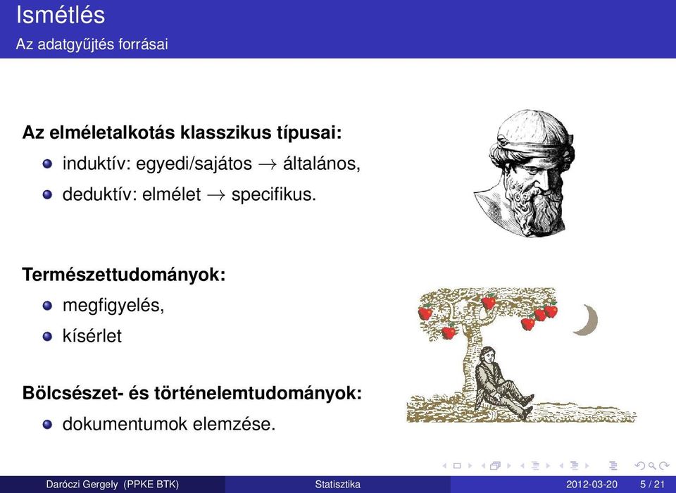 Természettudományok: megfigyelés, kísérlet Bölcsészet- és