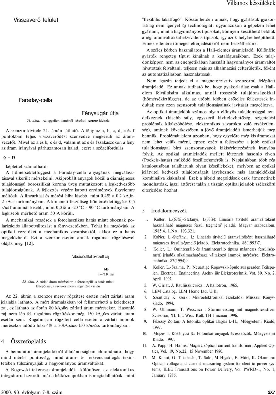 Mivel az a és b, c és d, valamint az e és f szakaszokon a fény az áram irányával párhuzamosan halad, ezért a szögelfordulás <p = VI képlettel számolható.