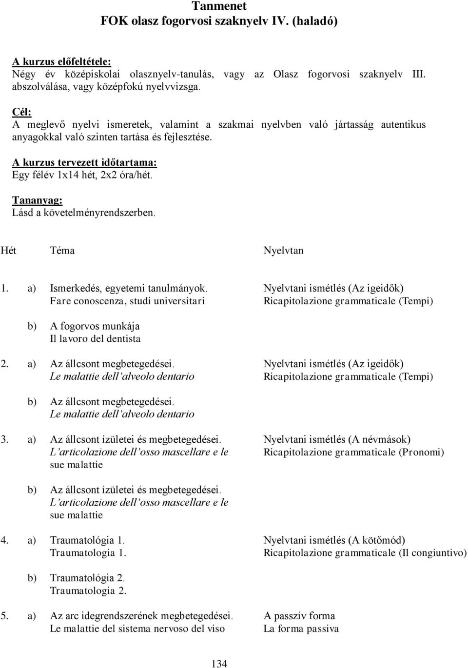 Tananyag: Lásd a követelményrendszerben. Hét Téma Nyelvtan 1. a) Ismerkedés, egyetemi tanulmányok.