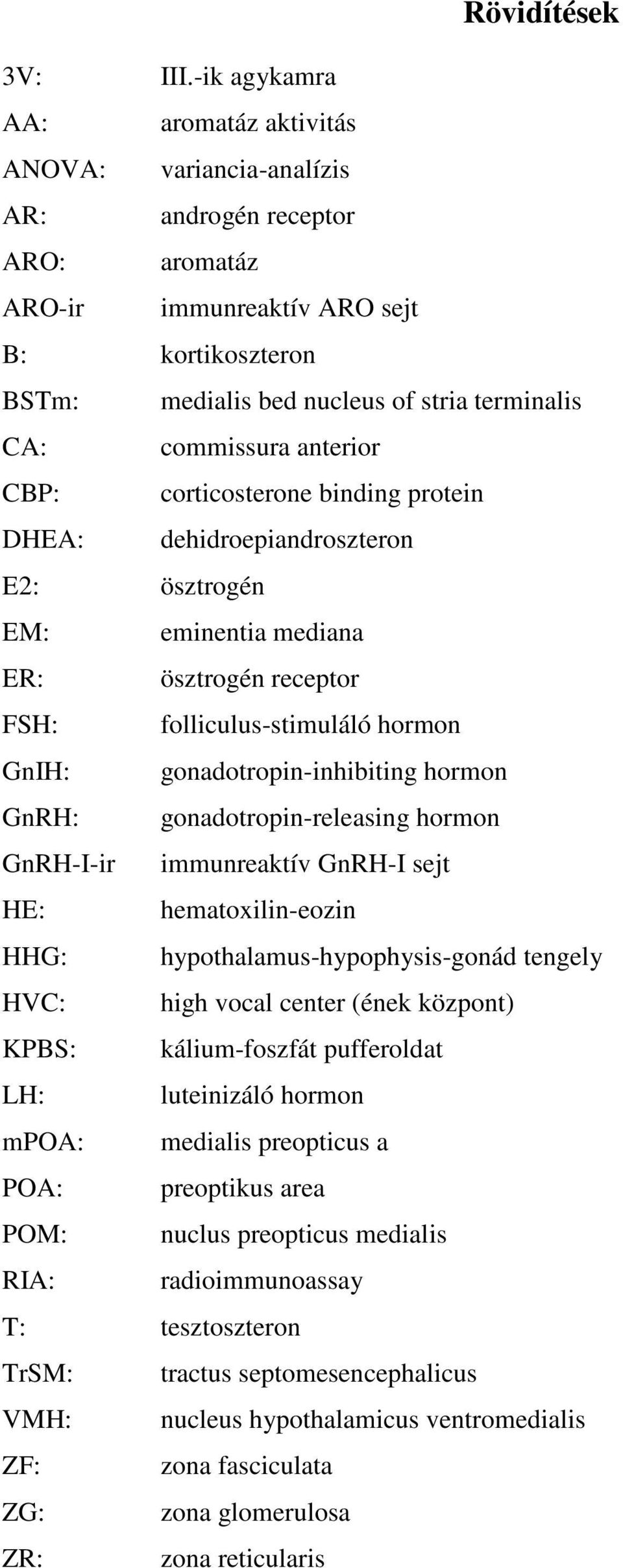 commissura anterior CBP: corticosterone binding protein DHEA: dehidroepiandroszteron E2: ösztrogén EM: eminentia mediana ER: ösztrogén receptor FSH: folliculus-stimuláló hormon GnIH: