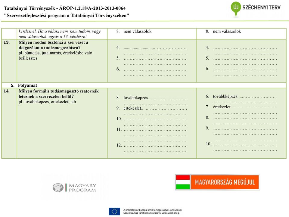 büntetés, jutalmazás, értékelésbe való beillesztés 8. nem válaszolok 8. nem válaszolok 4..... 5. 6. 4. 5. 6. 5. Folyamat 14.