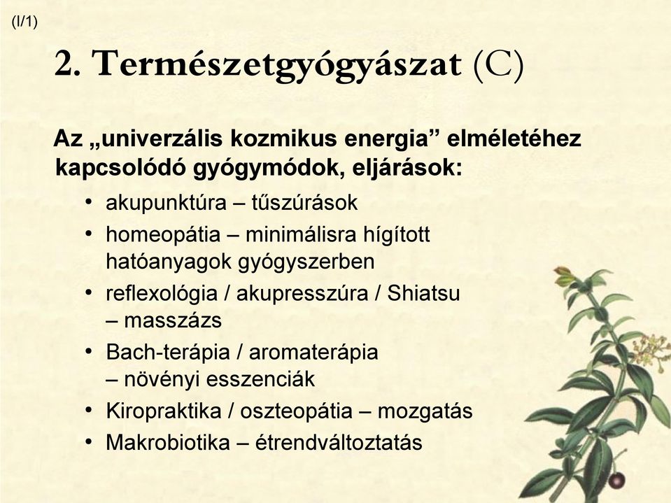 gyógymódok, eljárások: akupunktúra tűszúrások homeopátia minimálisra hígított