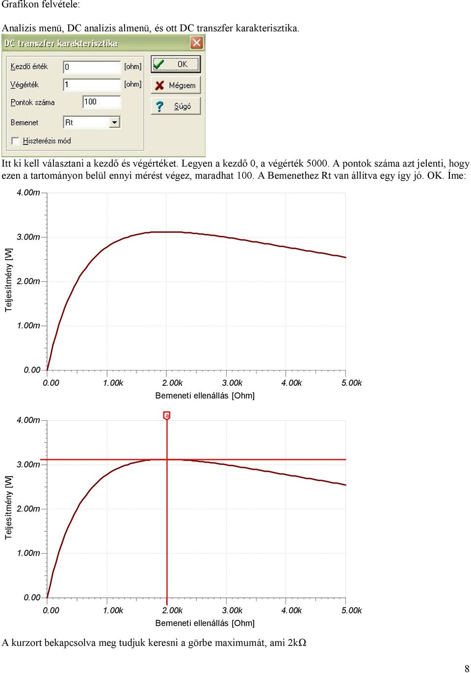 A Bemenethez Rt van állítva egy így jó. OK. Íme: T 4.00m 3.00m Teljesítmény [W] 2.00m 1.00m 0.00 0.00 1.00k 2.00k 3.00k 4.00k 5.