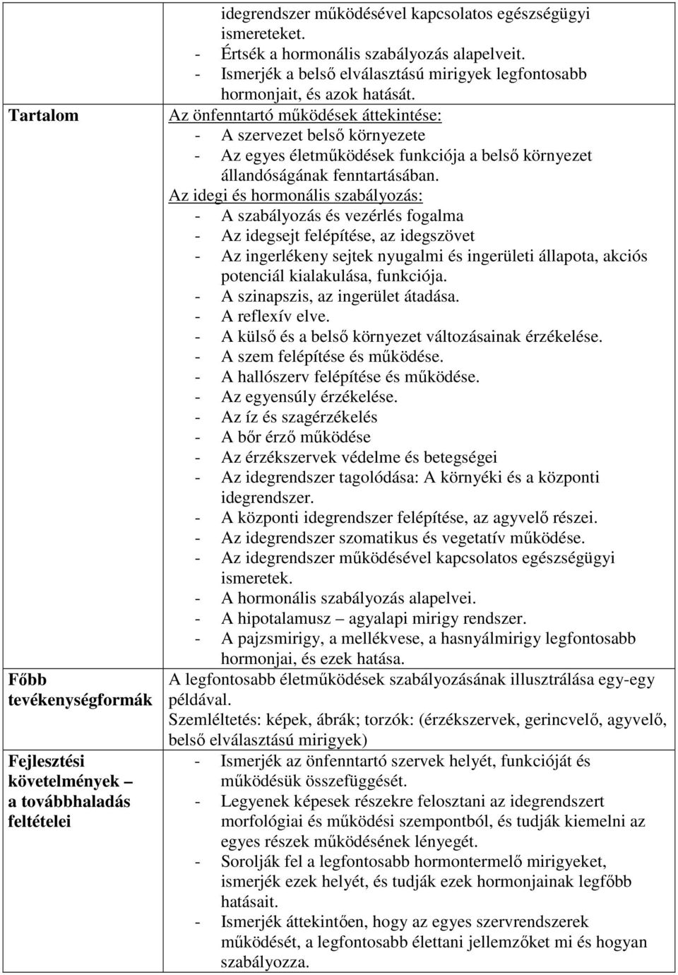 Az idegi és hormonális szabályozás: - A szabályozás és vezérlés fogalma - Az idegsejt felépítése, az idegszövet - Az ingerlékeny sejtek nyugalmi és ingerületi állapota, akciós potenciál kialakulása,