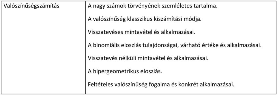 A binomiális eloszlás tulajdonságai, várható értéke és alkalmazásai.