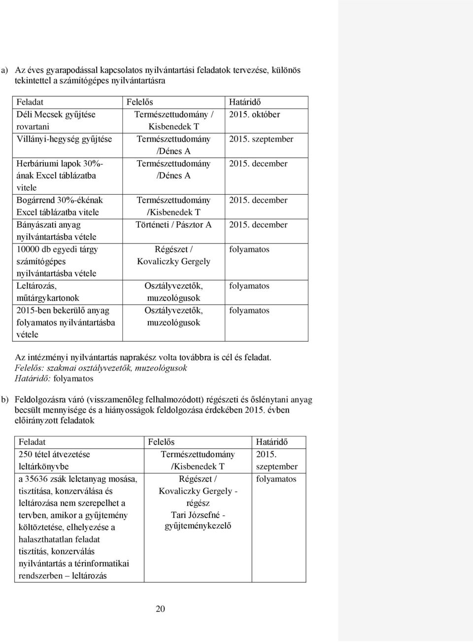 december ának Excel táblázatba vitele /Dénes A Bogárrend 30%-ékénak Természettudomány 2015.