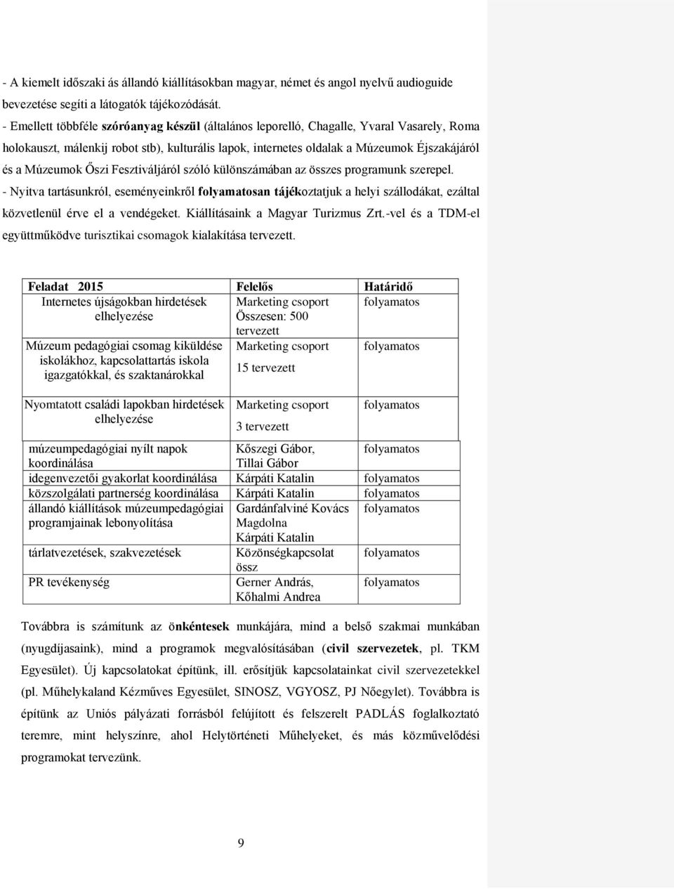 Őszi Fesztiváljáról szóló különszámában az összes programunk szerepel. - Nyitva tartásunkról, eseményeinkről folyamatosan tájékoztatjuk a helyi szállodákat, ezáltal közvetlenül érve el a vendégeket.