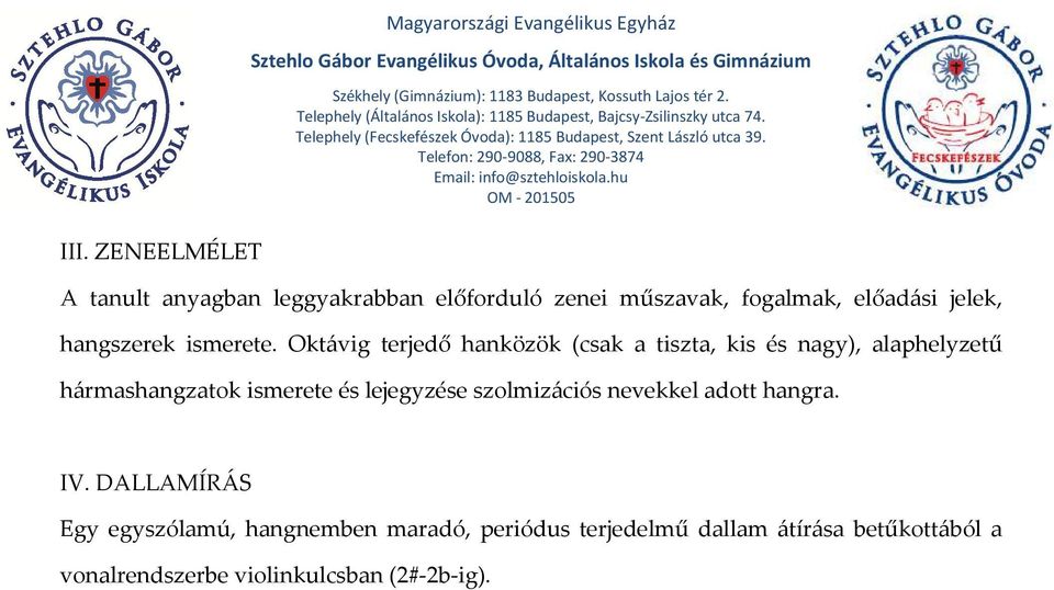 Oktávig terjedő hanközök (csak a tiszta, kis és nagy), alaphelyzetű hármashangzatok ismerete és