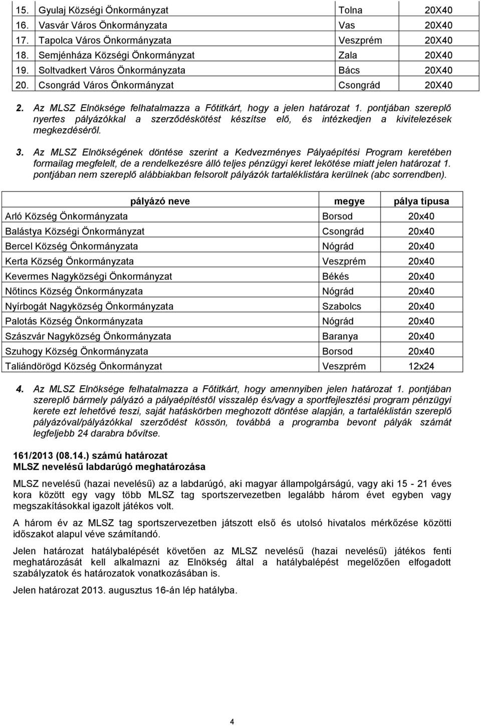 pontjában szereplő nyertes pályázókkal a szerződéskötést készítse elő, és intézkedjen a kivitelezések megkezdéséről. 3.