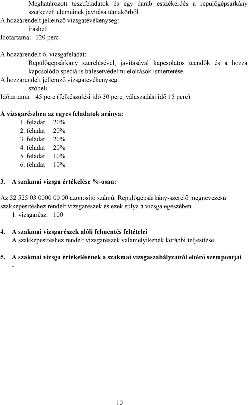 Időtartama: 45 perc (felkészülési idő 30 perc, válaszadási idő 15 perc) vizsgarészben az egyes feladatok aránya: 1. feladat 20% 2. feladat 20% 3. feladat 20% 4. feladat 20% 5. feladat 10% 6.