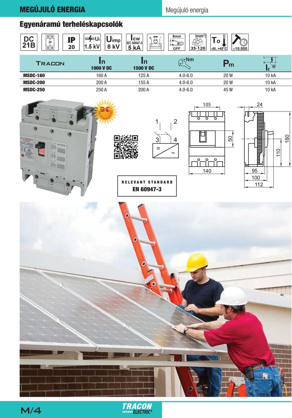 000 Nm N Pm 1000 V DC 1500 V DC Iz M MSDC-160 160 A 125 A 4.0-6.