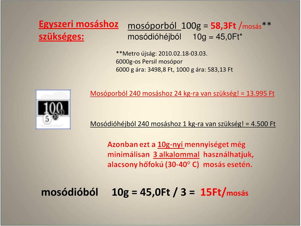 03. 6000g-os Persil mosópor 6000 g ára: 3498,8 Ft, 1000 g ára: 583,13 Ft Mosóporból