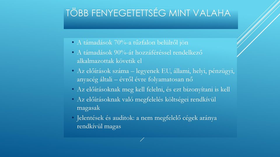 általi évről évre folyamatosan nő Az előírásoknak meg kell felelni, és ezt bizonyítani is kell Az