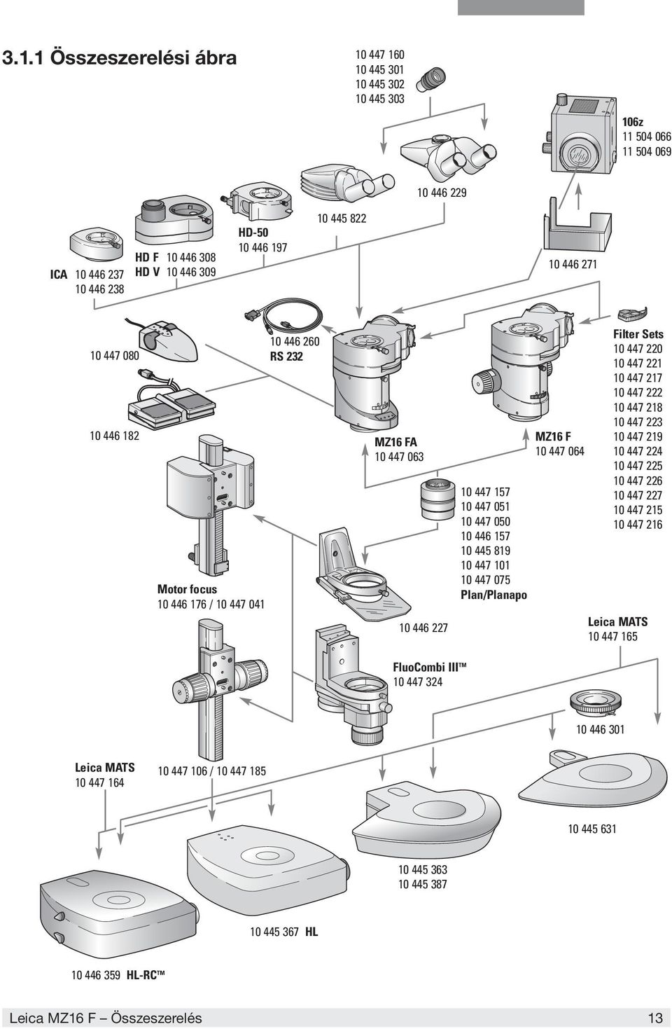 Plan/Planapo MZ16 F 10 447 064 Filter Sets 10 447 220 10 447 221 10 447 217 10 447 222 10 447 218 10 447 223 10 447 219 10 447 224 10 447 225 10 447 226 10 447 227 10 447 215 10 447 216 Leica