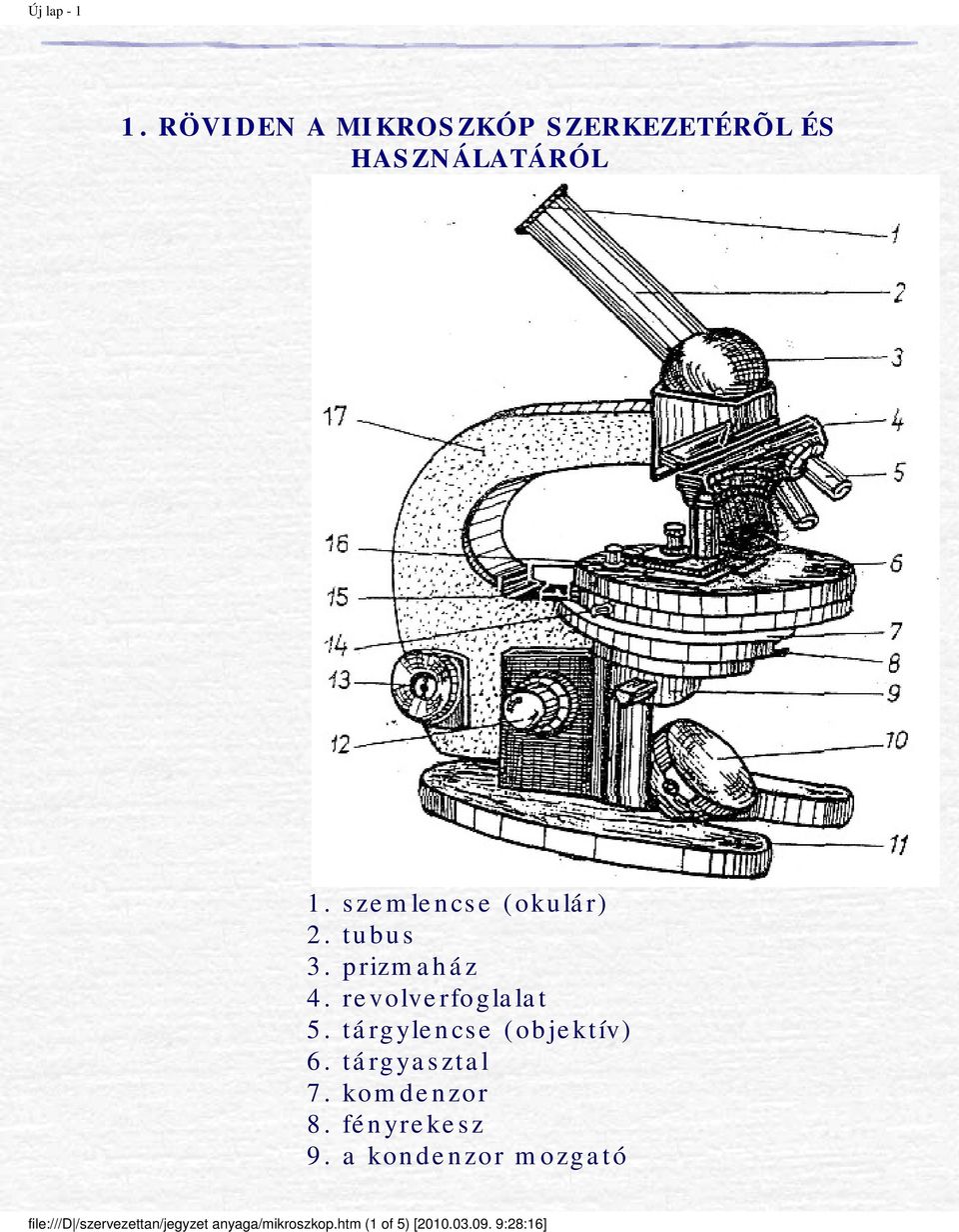 1. RÖVIDEN A MIKROSZKÓP SZERKEZETÉRÕL ÉS HASZNÁLATÁRÓL - PDF Ingyenes  letöltés