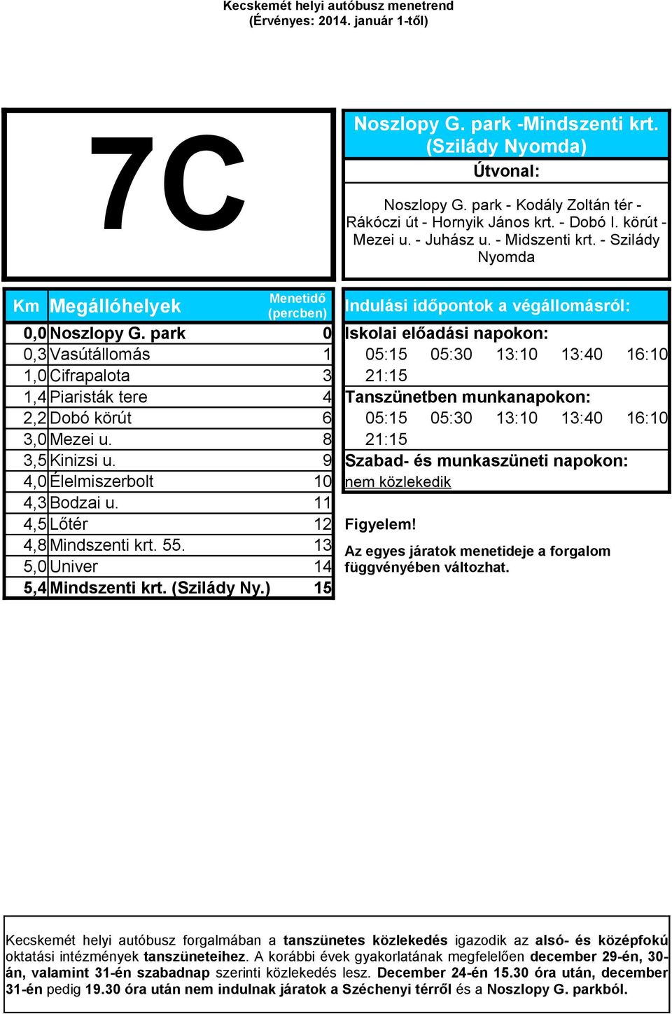 park 0 Iskolai előadási napokon: 0,3 Vasútállomás 1 05:15 05:30 13:10 13:40 16:10 1,0 Cifrapalota 3 21:15 1,4 Piaristák tere 4 Tanszünetben munkanapokon: 2,2 Dobó
