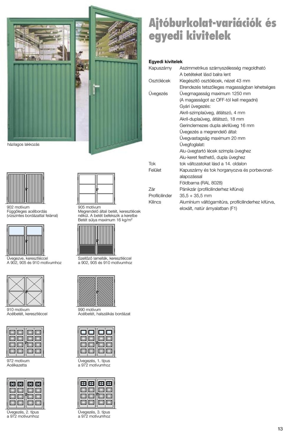 mm Elrendezés tetszőleges magasságban lehetséges Üvegezés Üvegmagasság maximum 1250 mm (A magasságot az OFF-tól kell megadni) Gyári üvegezés: Akril-szimplaüveg, átlátszó, 4 mm Akril-duplaüveg,