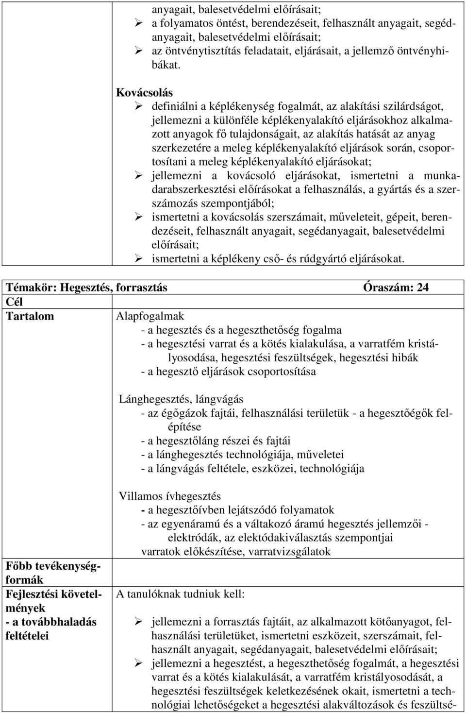 Kovácsolás definiálni a képlékenység fogalmát, az alakítási szilárdságot, jellemezni a különféle képlékenyalakító eljárásokhoz alkalmazott anyagok fı tulajdonságait, az alakítás hatását az anyag