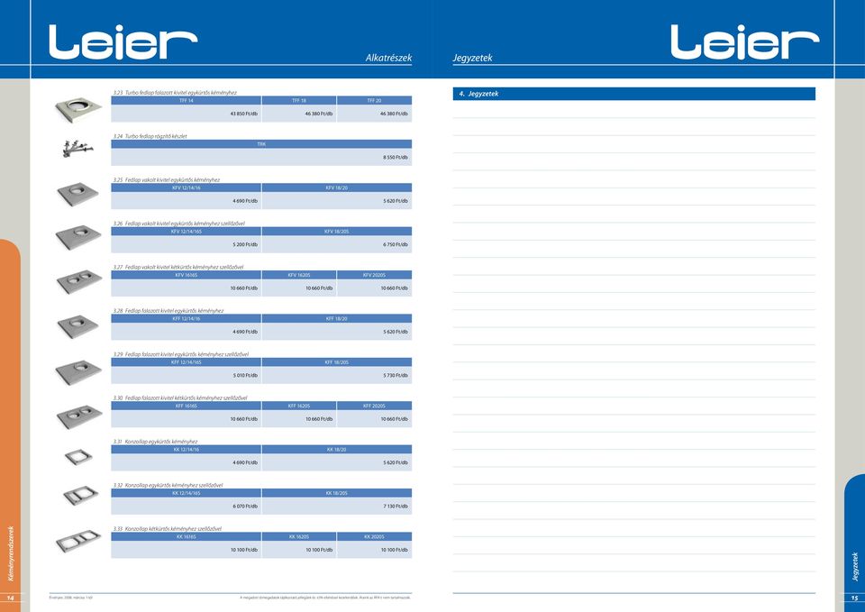 26 Fedlap vakolt kivitel egykürtős kéményhez szellőzővel KFV 12/14/16S KFV 18/20S 5 200 Ft/db 6 750 Ft/db 3.