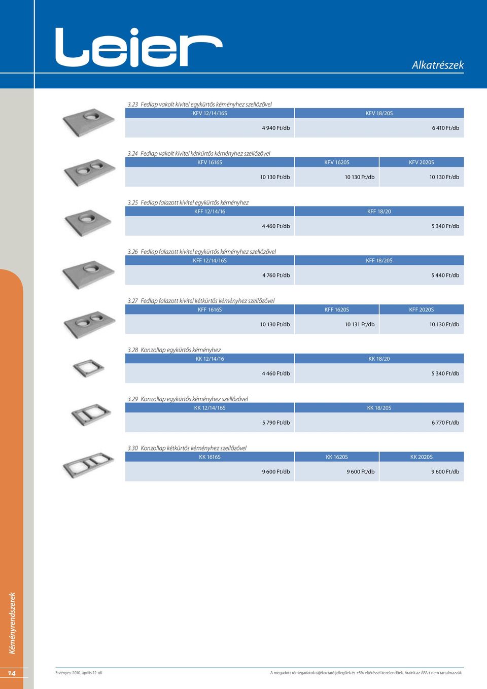 25 Fedlap falazott kivitel egykürtős kéményhez KFF 12/14/16 KFF 18/20 4 460 Ft/db 5 340 Ft/db 3.