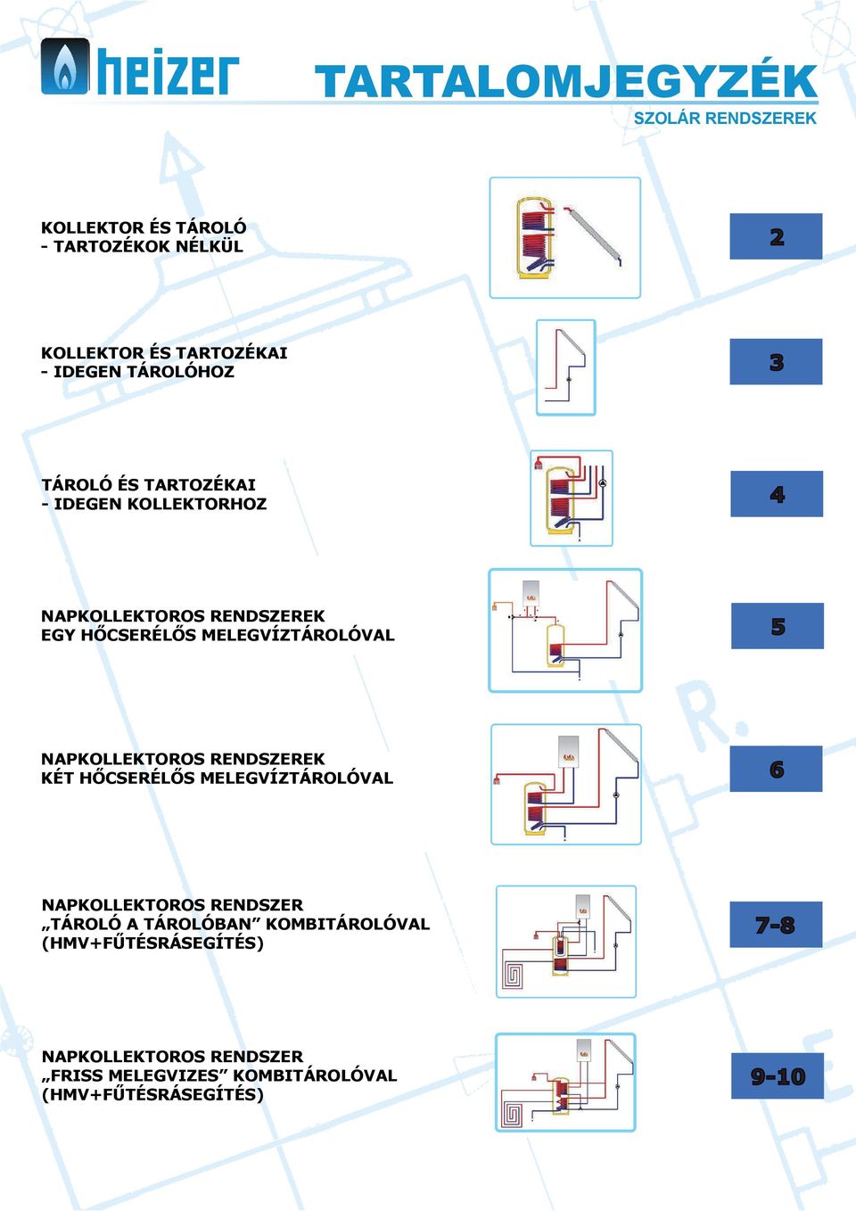 MELEGVÍZTÁROLÓVAL 5 NAPKOLLEKTOROS RENDSZEREK KÉT HŐCSERÉLŐS MELEGVÍZTÁROLÓVAL 6 NAPKOLLEKTOROS RENDSZER TÁROLÓ