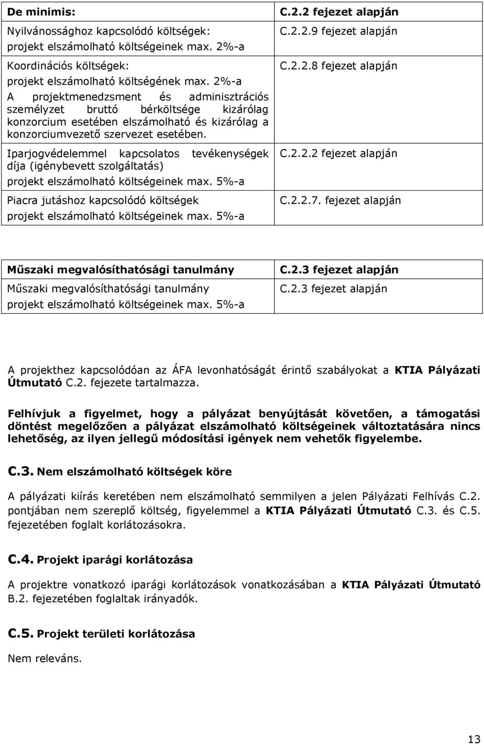 Iparjogvédelemmel kapcsolatos tevékenységek díja (igénybevett szolgáltatás) projekt elszámolható költségeinek max. 5%-a Piacra jutáshoz kapcsolódó költségek projekt elszámolható költségeinek max.