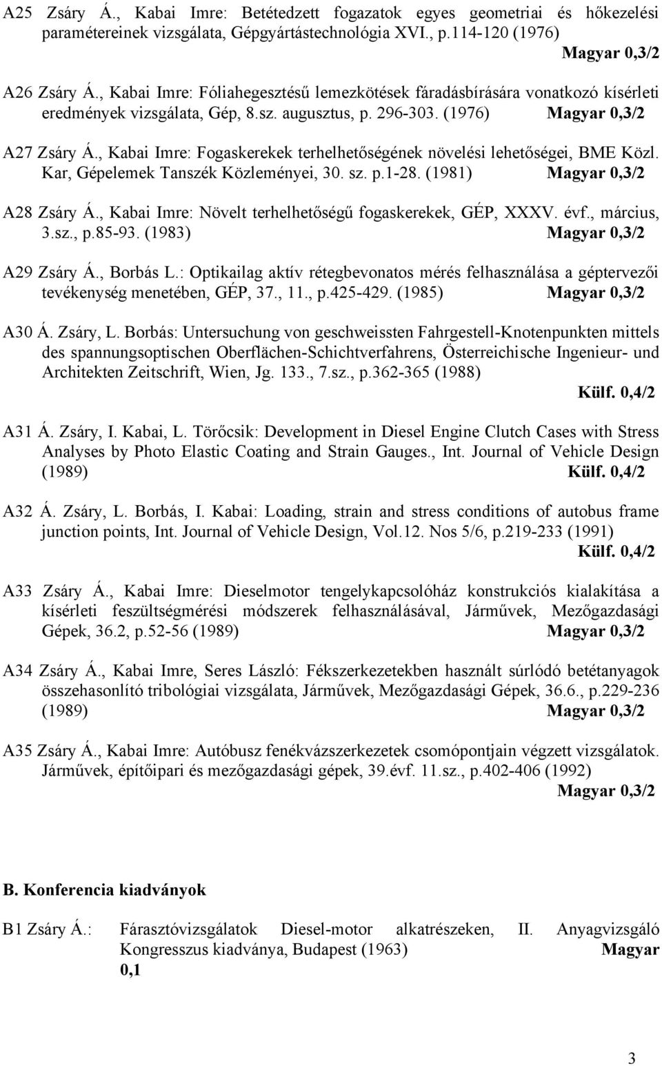 Zsáry Árpád publikációs jegyzéke - PDF Free Download