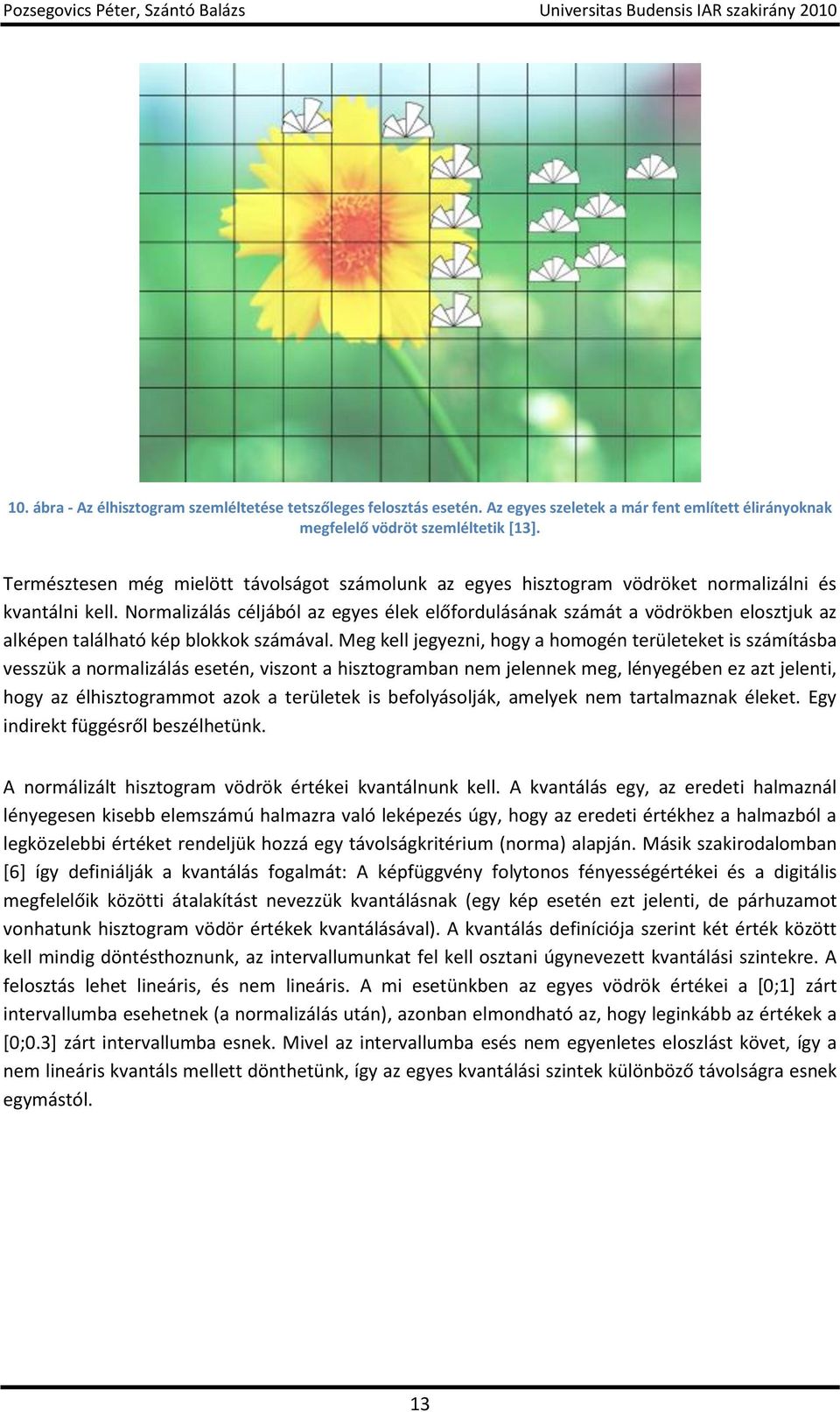 Normalizálás céljából az egyes élek előfordulásának számát a vödrökben elosztjuk az alképen található kép blokkok számával.