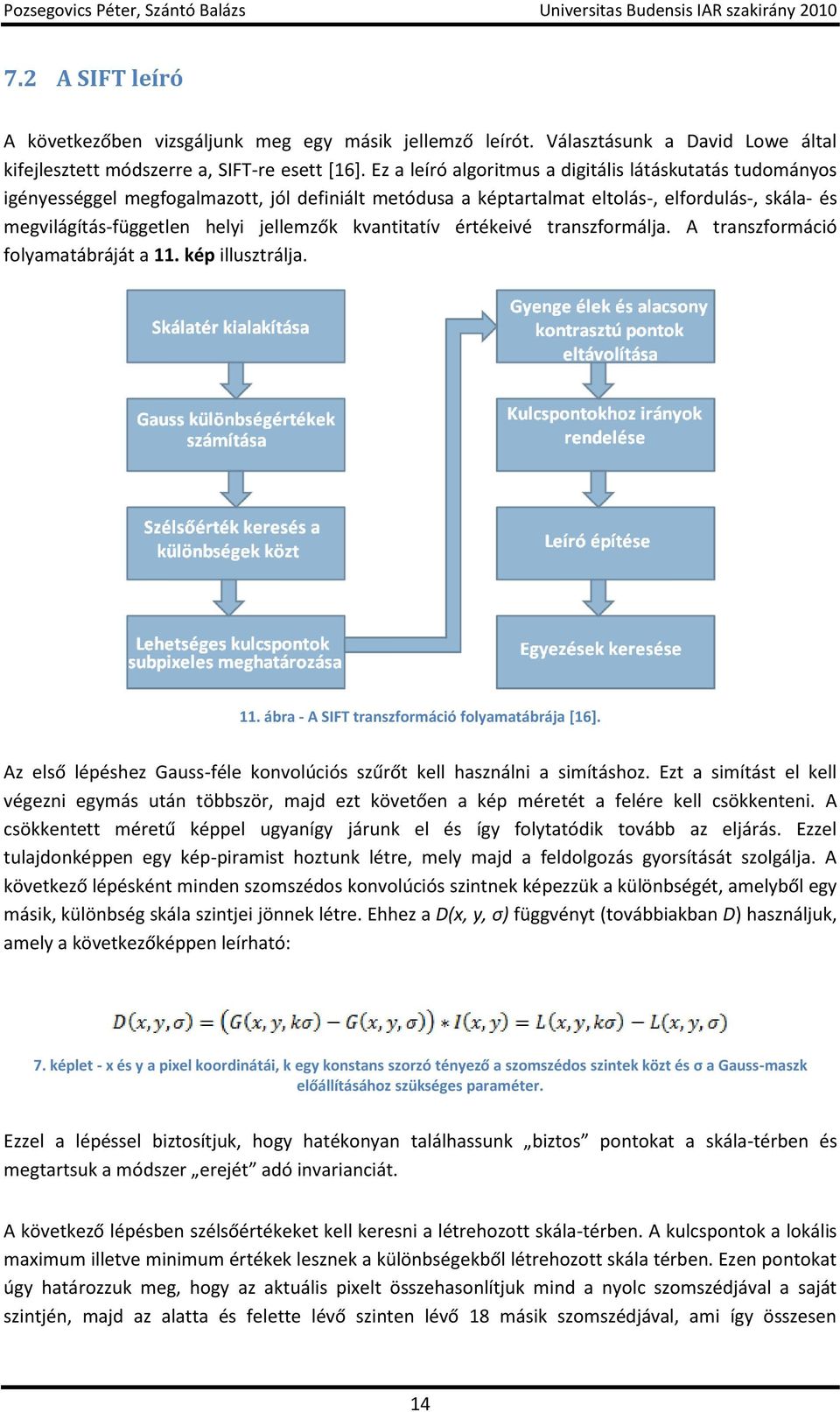 kvantitatív értékeivé transzformálja. A transzformáció folyamatábráját a 11. kép illusztrálja. 11. ábra - A SIFT transzformáció folyamatábrája [16].