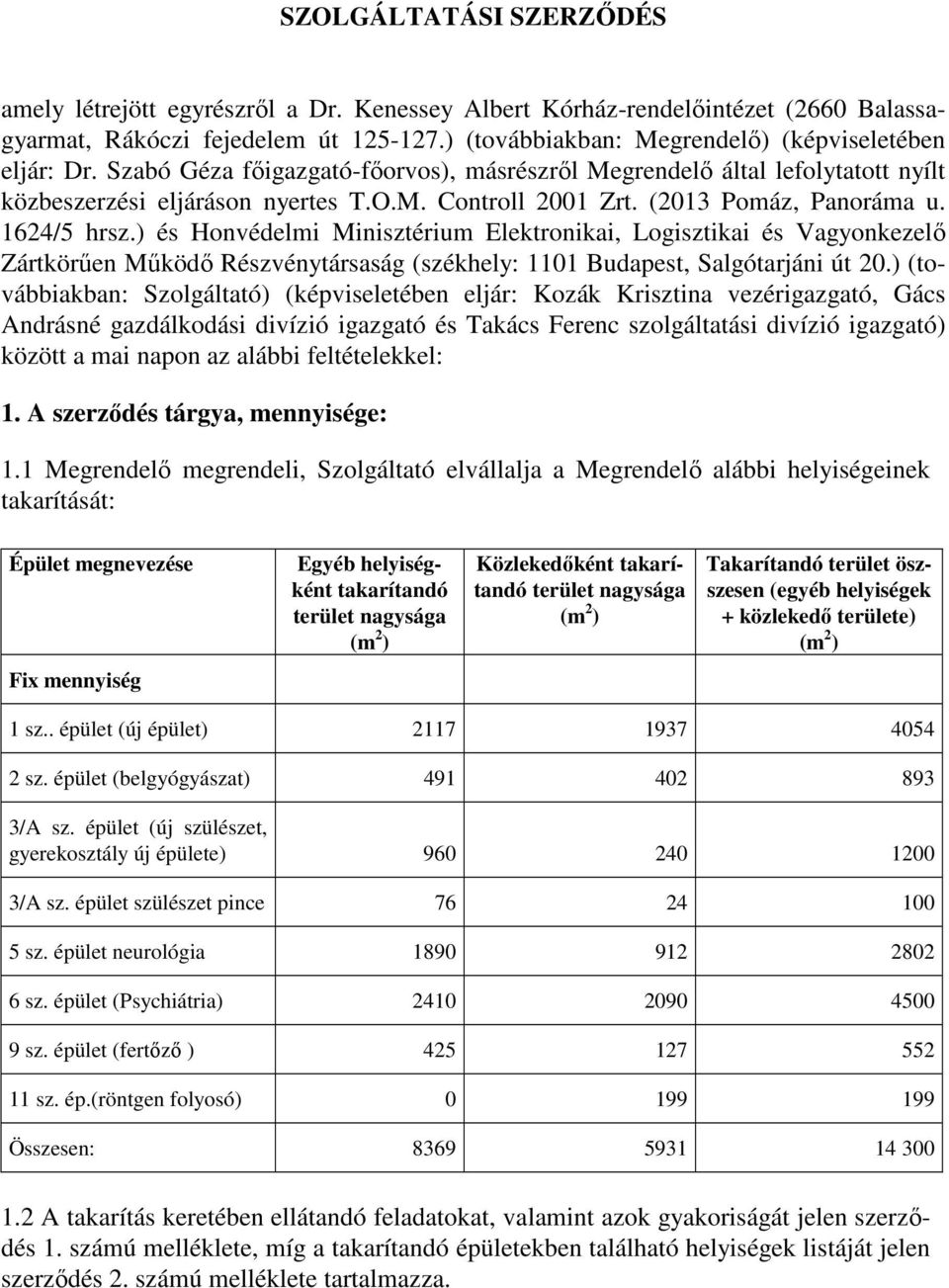 (2013 Pomáz, Panoráma u. 1624/5 hrsz.) és Honvédelmi Minisztérium Elektronikai, Logisztikai és Vagyonkezelő Zártkörűen Működő Részvénytársaság (székhely: 1101 Budapest, Salgótarjáni út 20.