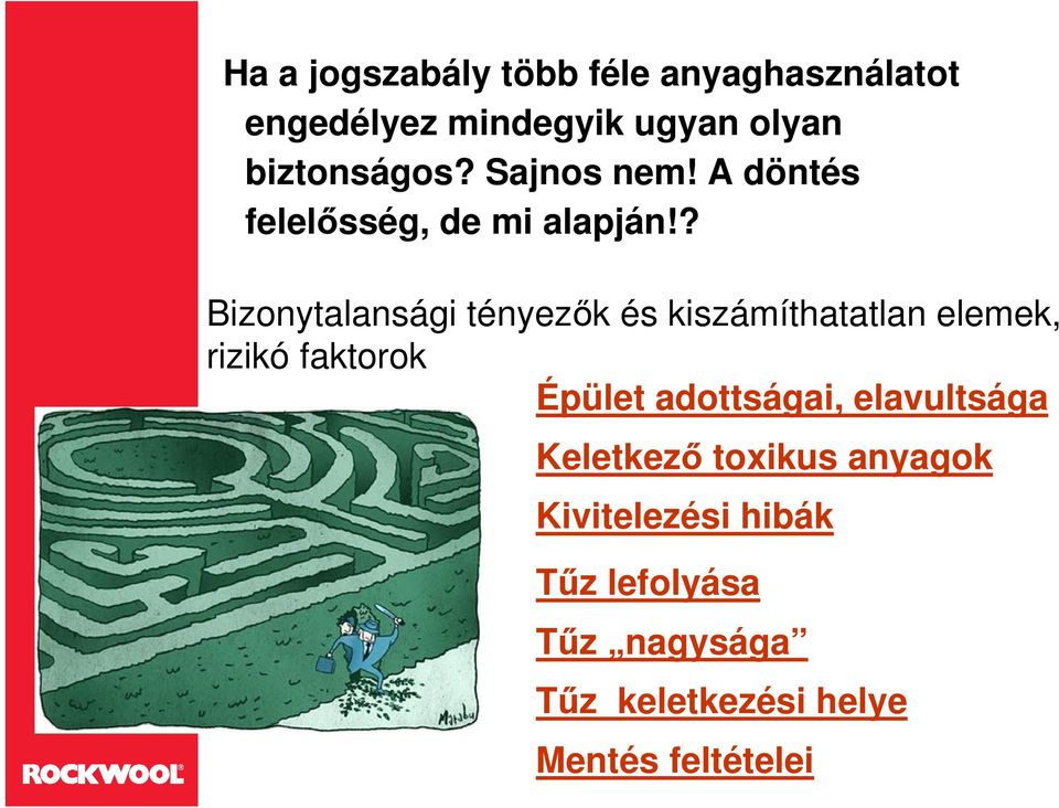 ? Bizonytalansági tényezők és kiszámíthatatlan elemek, rizikó faktorok Épület