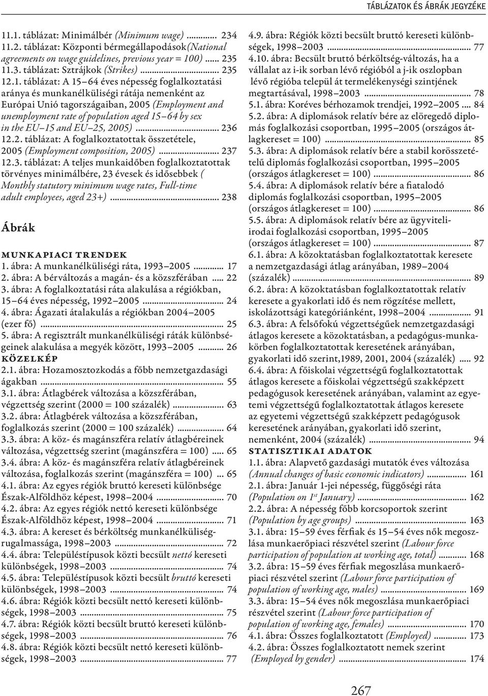 .1. táblázat: A 15 64 éves népesség foglalkoztatási aránya és munkanélküliségi rátája nemenként az Európai Unió tagországaiban, 2005 (Employment and unemployment rate of population aged 15 64 by sex