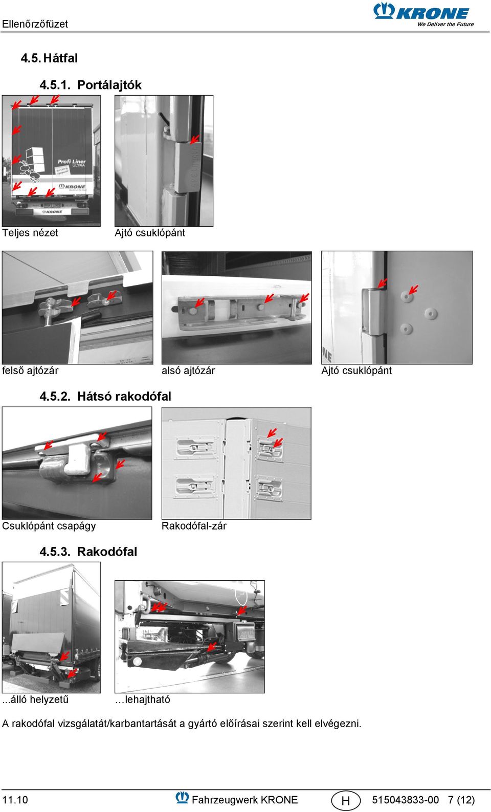 csuklópánt 4.5.2. Hátsó rakodófal Csuklópánt csapágy Rakodófal-zár 4.5.3.