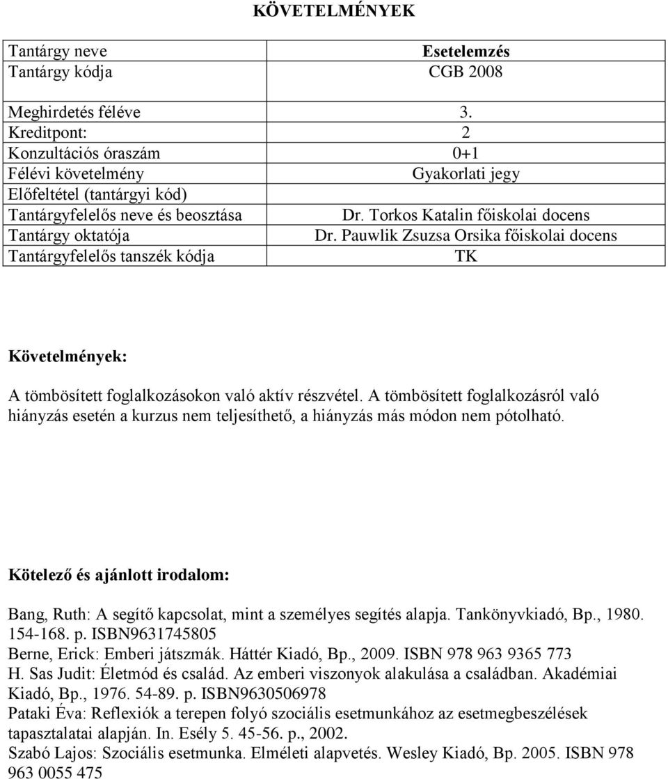 , 1980. 154-168. p. ISBN9631745805 Berne, Erick: Emberi játszmák. Háttér Kiadó, Bp., 2009. ISBN 978 963 9365 773 H. Sas Judit: Életmód és család. Az emberi viszonyok alakulása a családban.