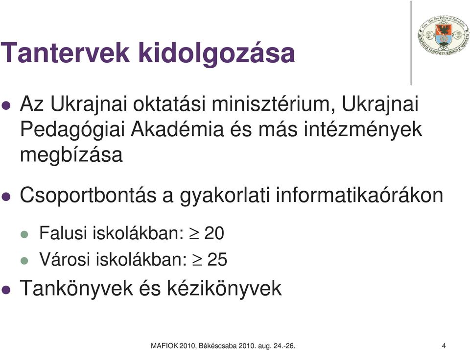 gyakorlati informatikaórákon Falusi iskolákban: 20 Városi