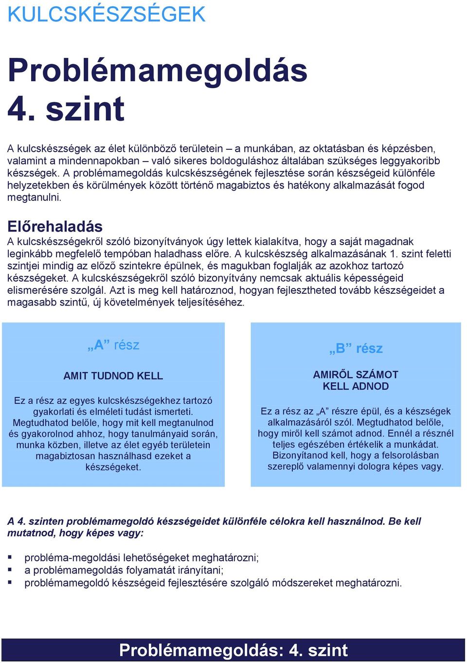 A problémamegoldás kulcskészségének fejlesztése során készségeid különféle helyzetekben és körülmények között történő magabiztos és hatékony alkalmazását fogod megtanulni.