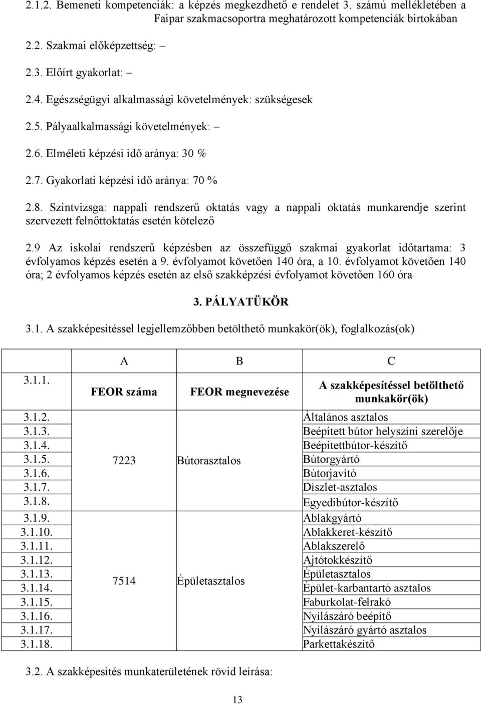 Szintvizsga: nappali rendszerű oktatás vagy a nappali oktatás munkarendje szerint szervezett felnőttoktatás esetén kötelező 2.