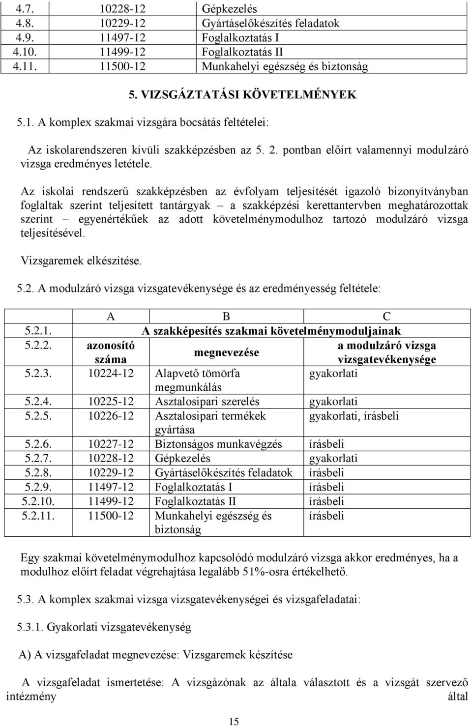 Az iskolai rendszerű szakképzésben az évfolyam teljesítését igazoló bizonyítványban foglaltak szerint teljesített tantárgyak a szakképzési kerettantervben meghatározottak szerint egyenértékűek az