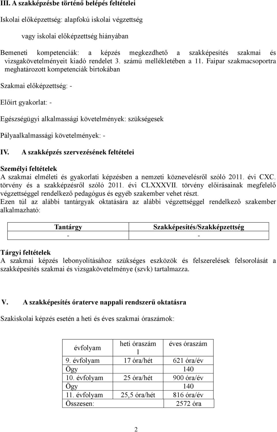 Faipar szakmacsoportra meghatározott kompetenciák birtokában Szakmai előképzettség: - Előírt gyakorlat: - Egészségügyi alkalmassági követelmények: szükségesek Pályaalkalmassági követelmények: - IV.