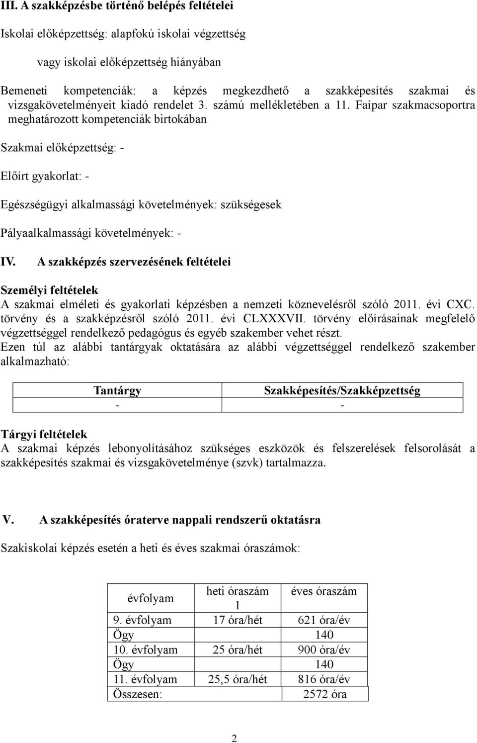 Faipar szakmacsoportra meghatározott kompetenciák birtokában Szakmai előképzettség: - Előírt gyakorlat: - Egészségügyi alkalmassági követelmények: szükségesek Pályaalkalmassági követelmények: - IV.