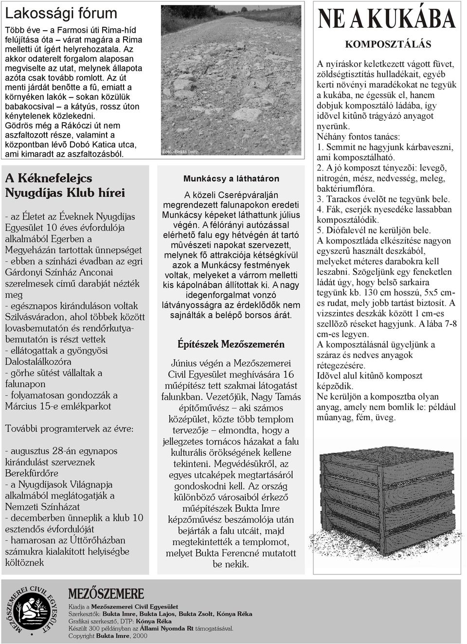 Az út menti járdát benõtte a fû, emiatt a környéken lakók sokan közülük babakocsival a kátyús, rossz úton kénytelenek közlekedni.