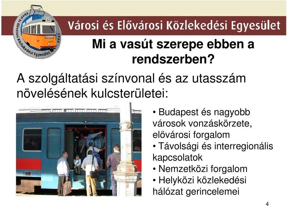 Budapest és nagyobb városok vonzáskörzete, elővárosi forgalom