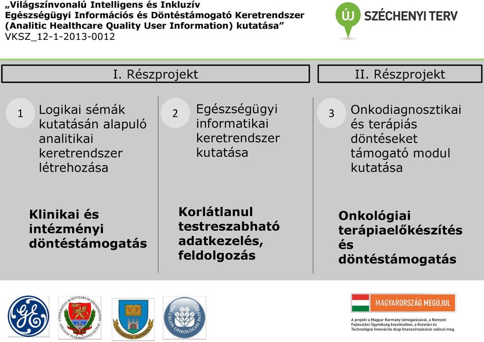 Részprojekt 1 Logikai sémák 2 Egészségügyi kutatásán alapuló informatikai 3 analitikai keretrendszer keretrendszer kutatása