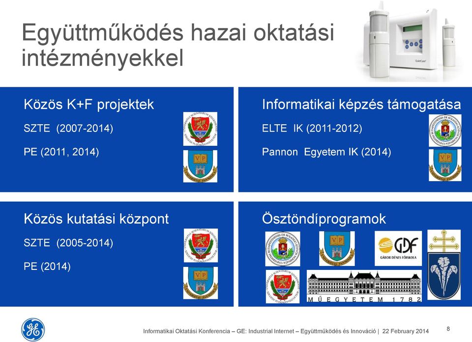 képzés támogatása ELTE IK (2011-2012) Pannon Egyetem IK