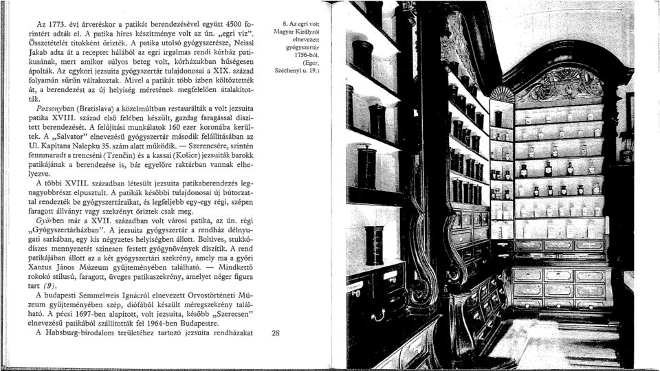 Az egykori jezsuita gyógyszertár tulajdonosai a XIX. század folyamán sűrűn váltakoztak. Mivel a patikát több ízben költöztették át, a berendezést az új helyiség méretének megfelelően átalakították.
