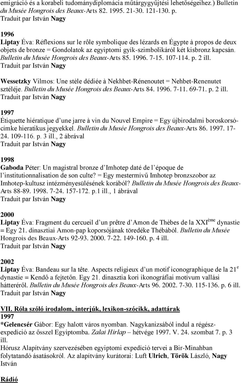 Bulletin du Musée Hongrois des Beaux-Arts 85. 1996. 7-15. 107-114. p. 2 ill. Wessetzky Vilmos: Une stèle dédiée à Nekhbet-Rénenoutet = Nehbet-Renenutet sztéléje.