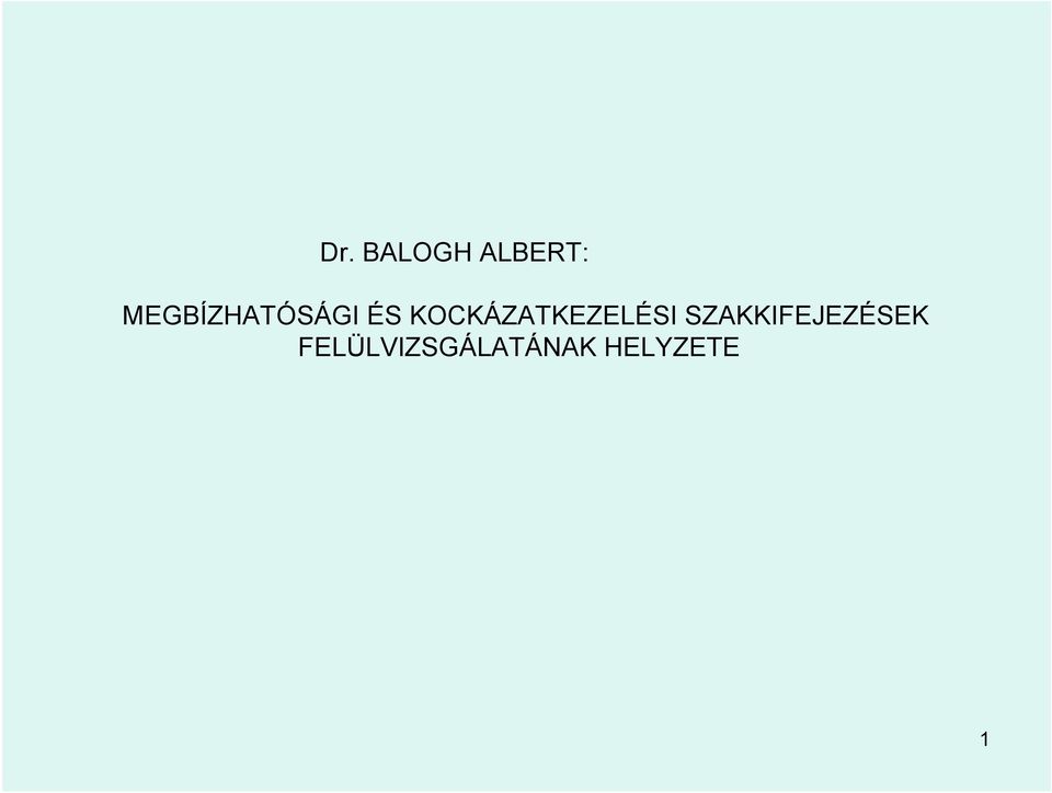 KOCKÁZATKEZELÉSI