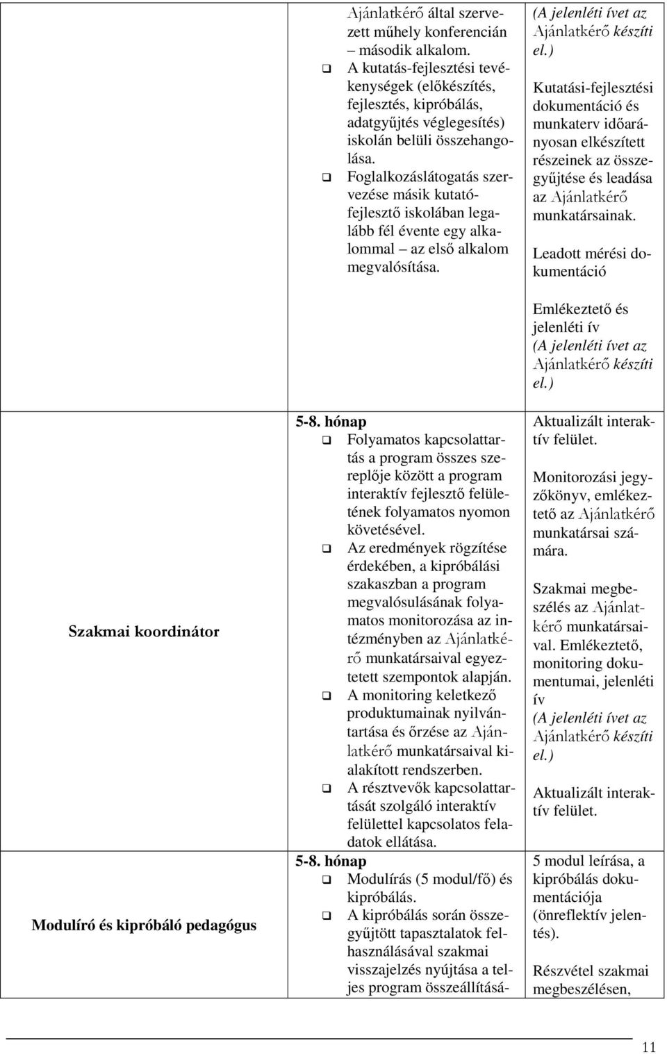 Kutatási-fejlesztési dokumentáció és munkaterv időarányosan elkészített részeinek az összegyűjtése és leadása az Ajánlatkérő munkatársainak.