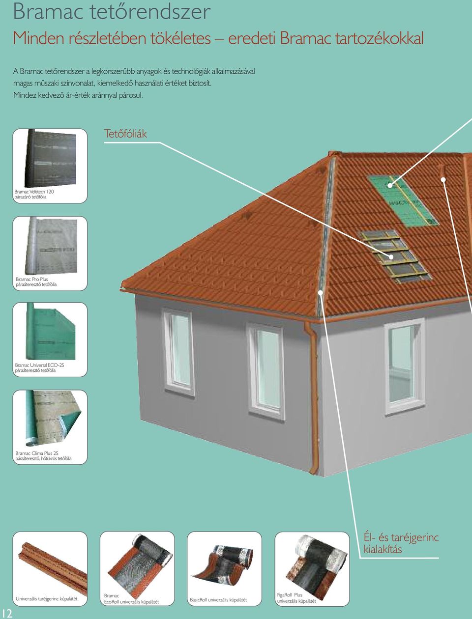 Tetôfóliák Bramac Veltitech 120 párazáró tetôfólia Bramac Pro Plus páraáteresztô tetôfólia Bramac Universal ECO-2S páraáteresztô tetôfólia Bramac Clima Plus